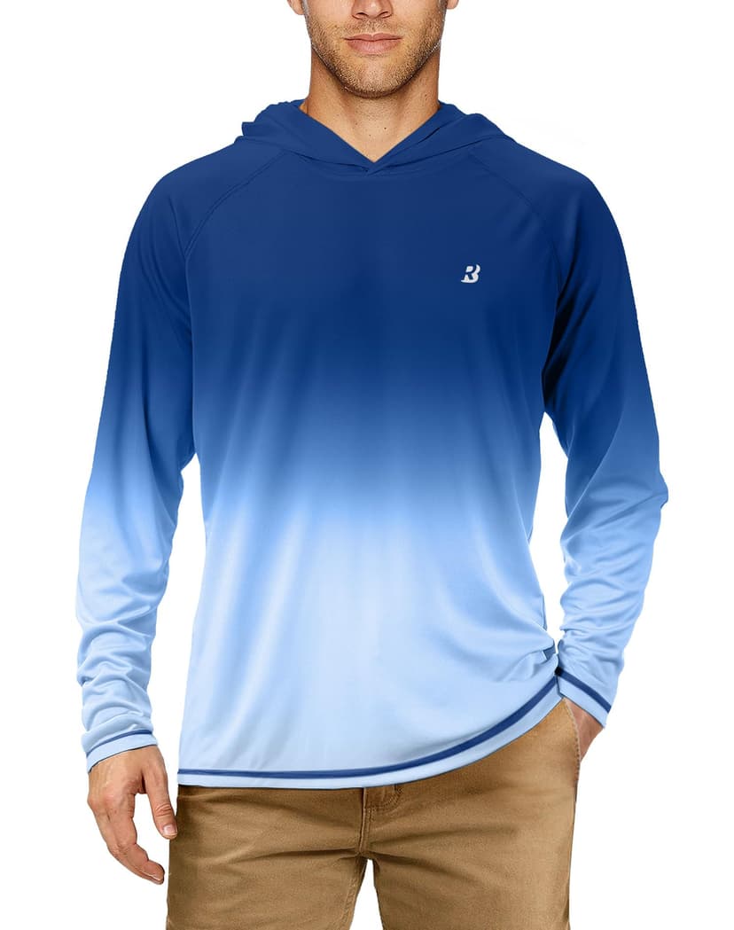 Roadbox UPF 50+ Fishing Shirts for Men, Long Sleeve UV Sun Protection Hoodie, Outdoor Hiking Running Swimming Rash Guard