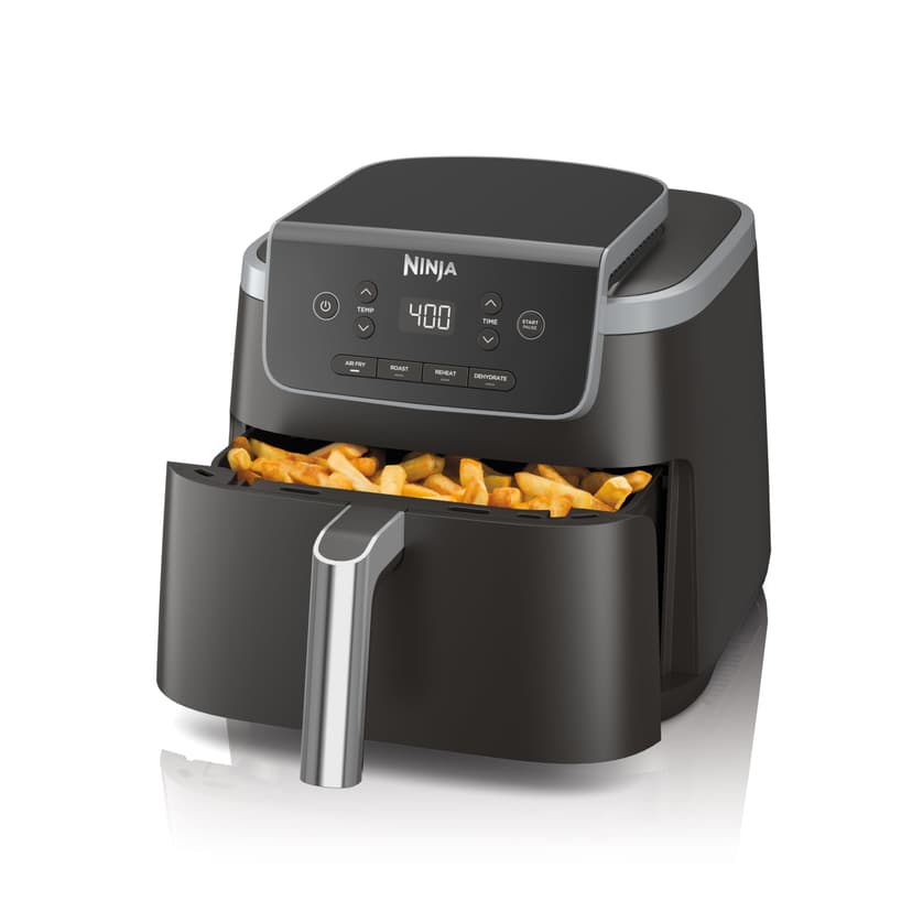 Ninja Air Fryer with Air Crisp | 5 QT Capacity fits up to 4lbs of Fries | 4-in-1 Pro Air Fry, Roast, Reheat, Dehydrate | 400°F Max Temp | 1750 Watts | W/Nonstick Basket & Crisper Plate | Grey | AF141