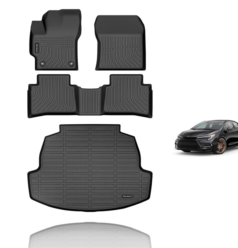 KELCSEECS Floor Mats & Cargo Liner for 2020 2021 2022 2023 2024 2025 2026 Corolla/Corolla Hybrid(Only Sedan) All Weather Car Mats Cargo Mat Trunk Mat Corolla Floor Mats Trunk Liner
