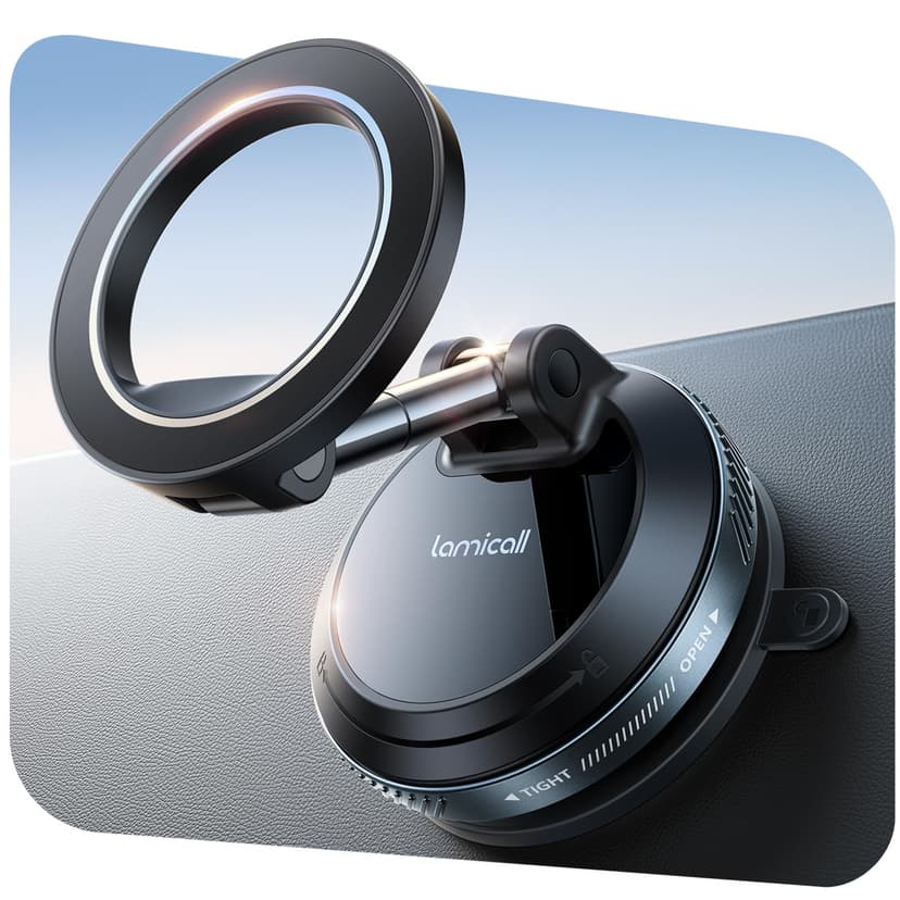 Lamicall Car Phone Holder for Magsafe - [Upgraded Nano Gel Vacuum Suction] 360° Phone Holders for Your Car Dashboard Windshield, Strong Magnetic Phone Holder for Car Mount for iPhone 17 16 15 Pro Max