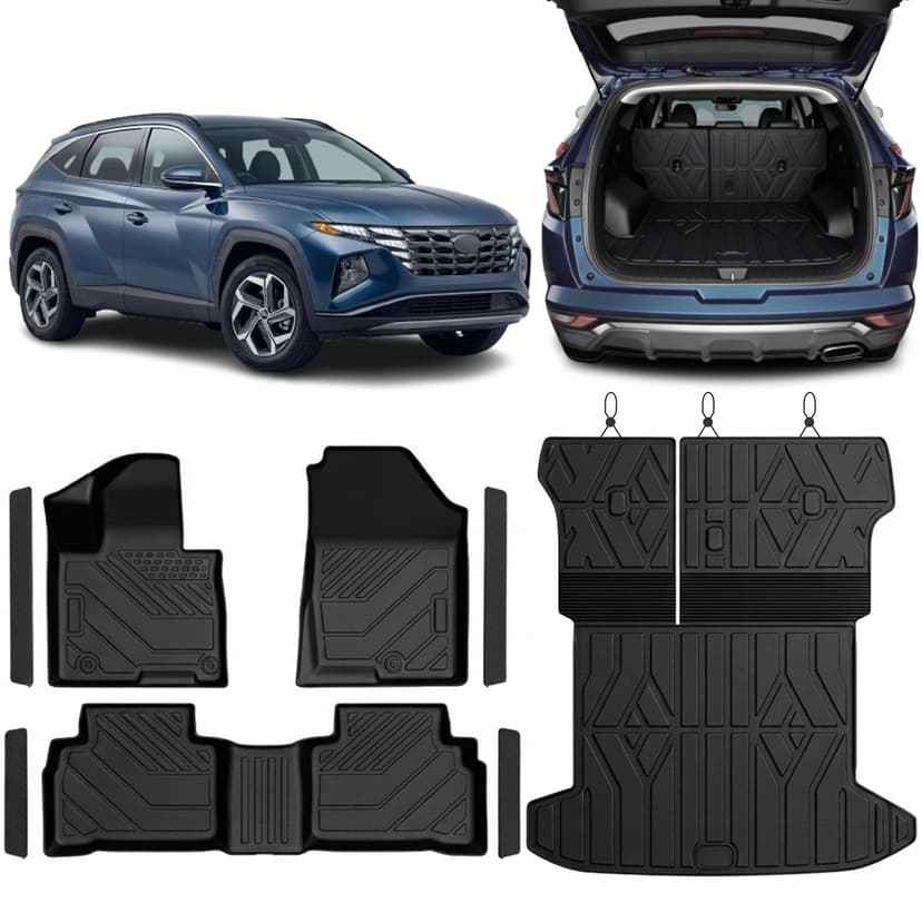 SSESS TPE Floor Mats Set for Hyundai Tucson 2026 2025 2024 2023 2022, All Weather TPE Custom Fit Floor Liners & Cargo Liner & Backrest Mats (Not for Hybrid)