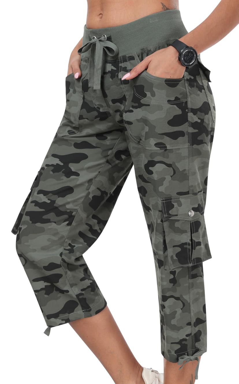 MoFiz Womens Capris with Pockets Loose Fit Casual Capri Pants Dressy Lightweight Ladies Baggy Cargo Pants for Hiking