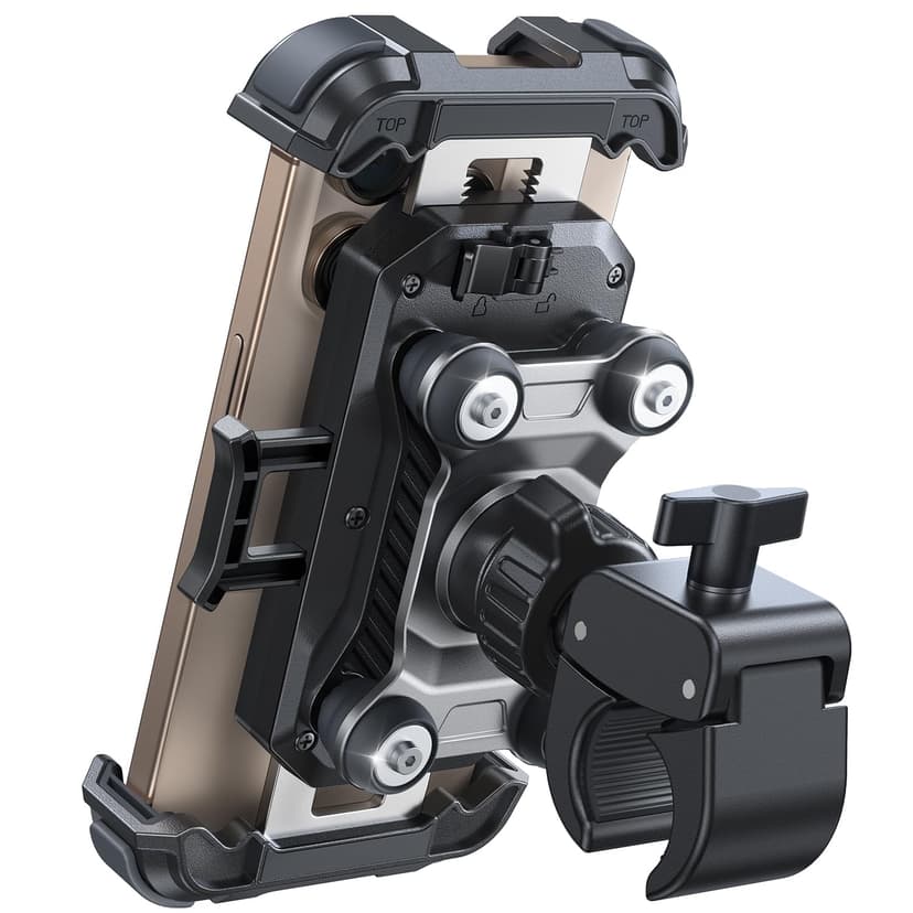 JOYROOM Motorcycle Phone Mount Holder - [Dual Vibration Dampener] 150mph Anti-Shock Phone Holder for Motorcycle [Upgrade Handlebar Clamp] - Bicycle Bike Phone Holder Mount for 4.7-7" Cell Phones