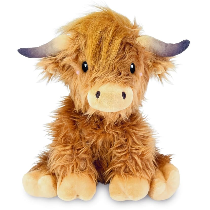 Happy Fuel Highland Cow Microwavable & Weighted Stuffed Animals - 1.5 Lbs Unscented Heating Pad for Period Cramps Pain Relief and Anxiety, Cute Cow Plush Toys Gifts for Women Girls Adults and Kids