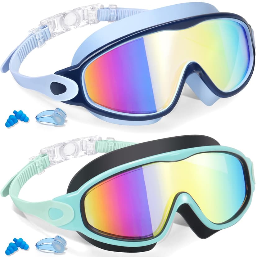 Keary 2 Pack Kids Swim Goggles for 3-15 UV Protection Anti-Fog Pool Water Swimming Goggles for Boys Girls Youth Toddler