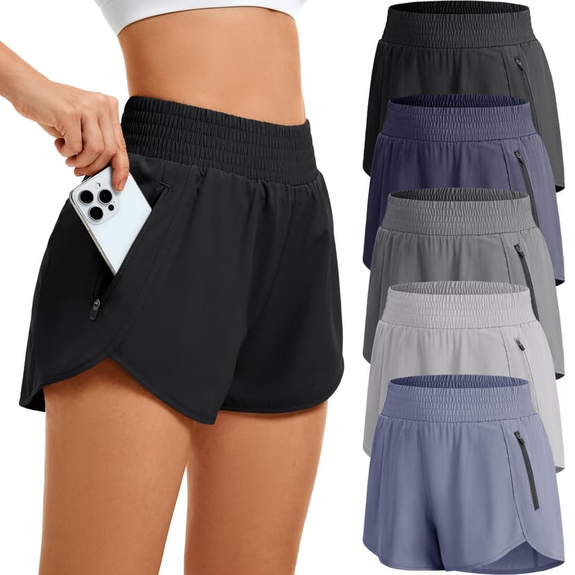 CE' CERDR Women's Athletic Workout Short High Waisted Elastic Running Shorts with Pockets for Gym Casual