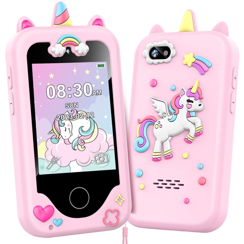Kids Smart Phone for Girls Toys, Gifts for 3-10 Year Old Girls Boys Pink | Christmas Birthday Kids Toys, 2.8" Touchscreen Child Learning Cell Toy Phone with Dual Camera, Game, Music Player, 8GB Card