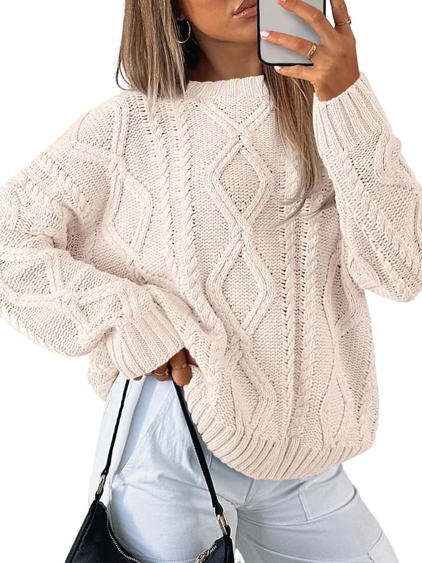 Trendy Queen Women's Oversized Cable Knit Sweaters 2026 Fall Outfits | Quiet Luxury Style, Chunky Knit Texture, Winter Holiday Outfit, Easy Layering Piece, Fall Fashion Staple