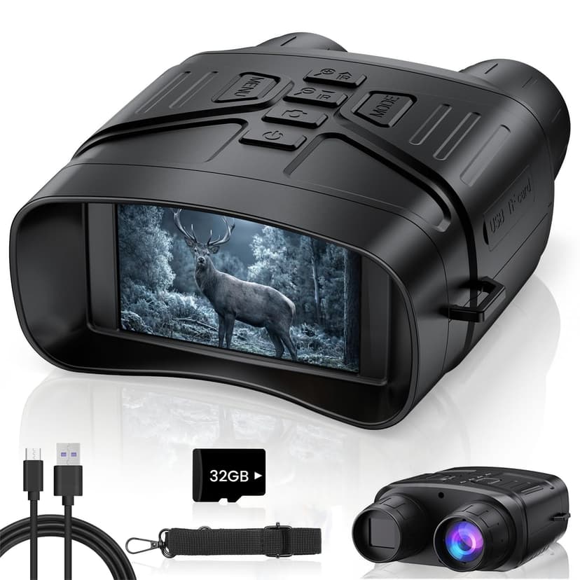 TELUHA Night Vision Goggles for Adults, 4K Night Vision Binoculars with 5000mAh Rechargeable Battery and 32GB TF Card for Hunting, Wildlife Observation and Security