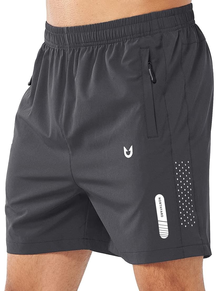 NORTHYARD Men's Athletic Running Shorts Gym Workout 7"/9"/5" Zipper Pockets | Quick Dry, Lightweight, Breathable, Unlined, Moisture-wicking, Reflective Strips, Elastic Waist, Sports Basketball Tennis