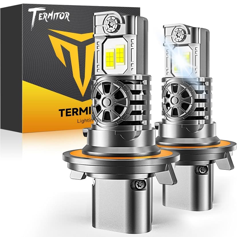 Termitor Brightest H13/9008 LED Bulbs, 10X Brighter 50,000LM, 85K+ Hours Service Life, 6500K Cool White, IP68 Waterproof, 1:1 OEM Size, 3 Minute Installation, Pack of 2