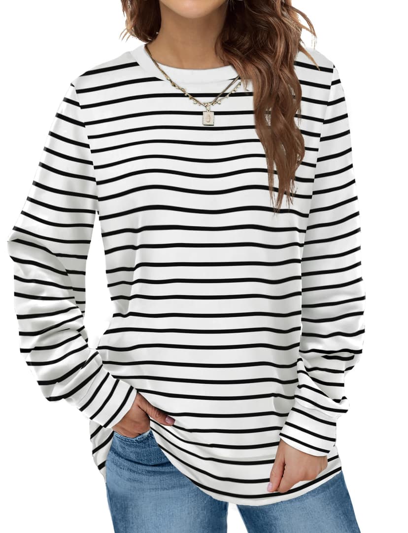 Dofaoo Sweatshirts for Women Crewneck Long Sleeve Shirts Fall Tunic Tops | Winter Clothing, Fashion, Trendy, Casual, for Leggings
