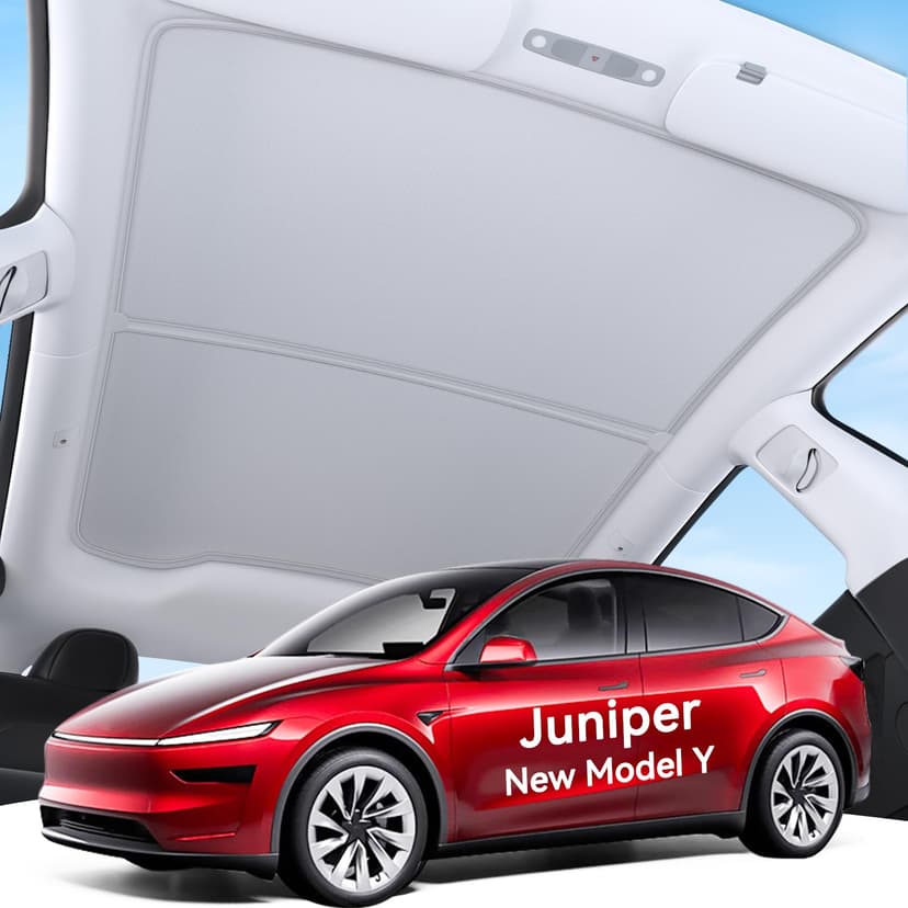 SUMK 2026 Upgrade Sunshade Roof for Tesla Model Y Juniper, [Graphene Infused Fabric & UPF 50+ & No-Sag] 1:1 Fit Heat Insulation Sunroof Cover for Tesla Model Y Accessories 2025 2026, Gray, 2PCS