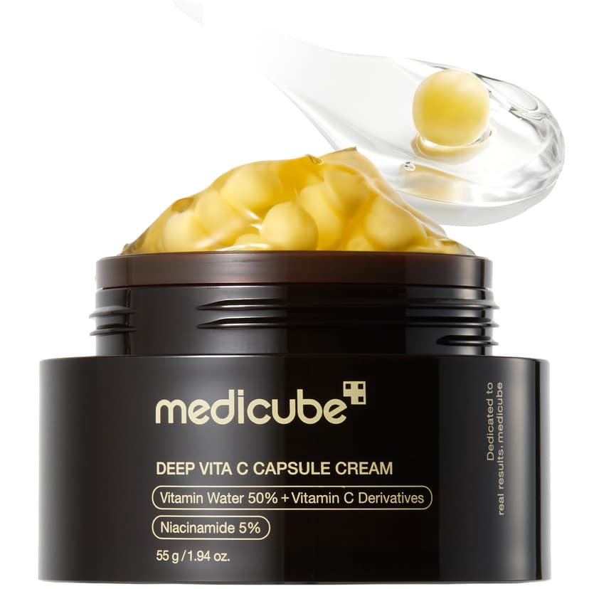 medicube Capsule Cream with Deep Vitamin C for Radiance | Liposome Vitamin C Golden Capsule for Radiance & Firm-Looking Skin - Hydrating Glow Gel Texture, Korean Skincare, 1.94 oz