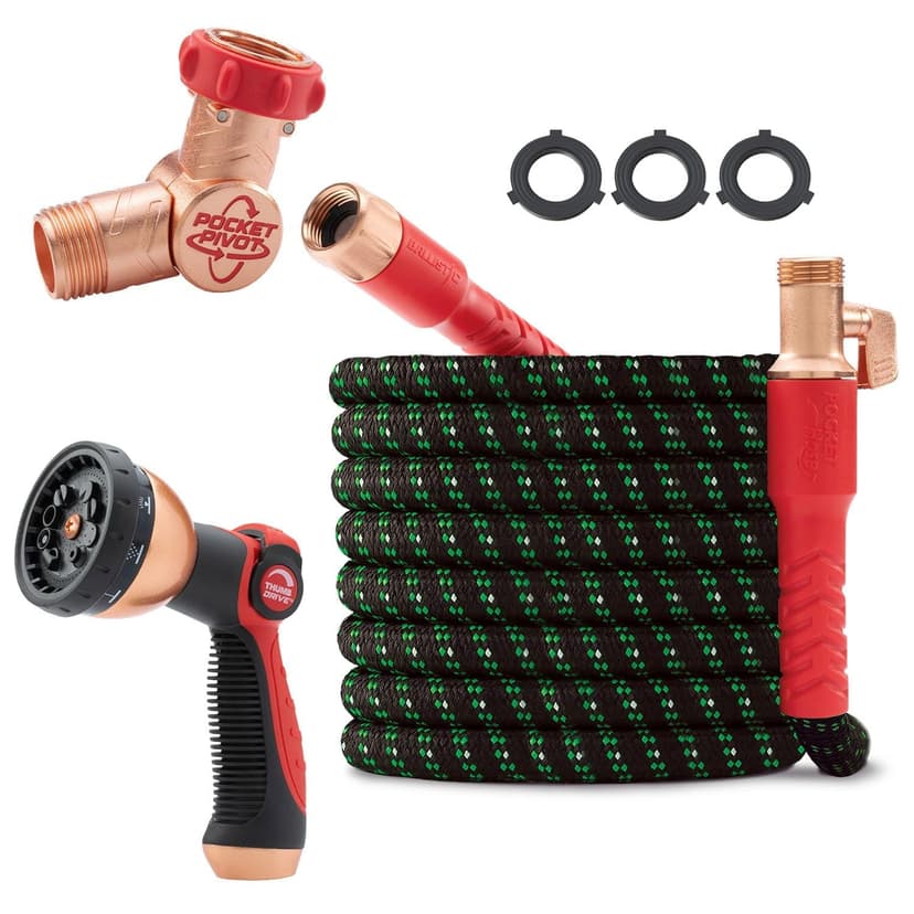 Pocket Hose Ballistic Double UV Edition 50 FT Expandable Garden Hose w/Pocket Pivot Swivel Connector, Anti-Burst Sleeve Reinforced w/Bulletproof Fiber, Lightweight, No-Kink, Compact, AS SEEN ON TV