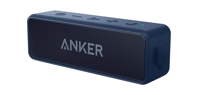 Anker soundcore 2 Portable Bluetooth Speaker, Stereo Sound, IPX7 | BassUp, 24H Playtime, Bluetooth 5, Wireless Speaker for Home, Outdoors, Travel - Navy Blue