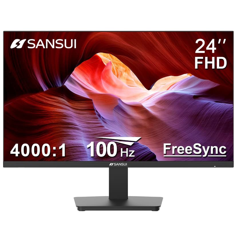 SANSUI Monitor 24 Inch 100Hz PC Computer Monitor, FHD for Home Office | HDMI VGA Ports, Ergonomic Tilt, VESA Mout, Ultra-Slim, Eye Care for Home Office (ES-24F2, HDMI Cable Included)