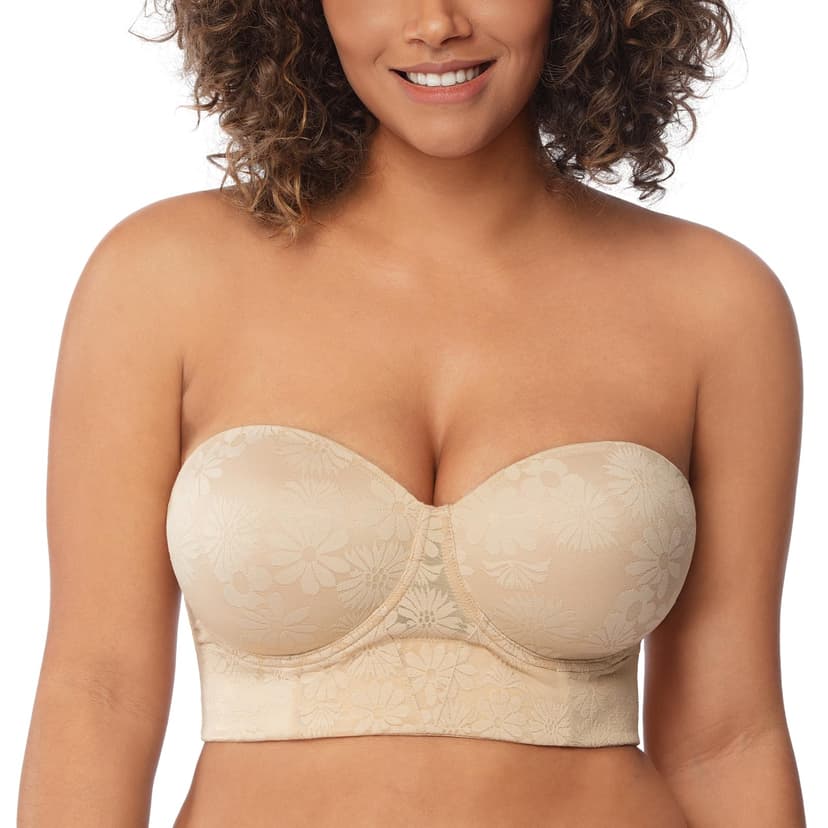 HSIA Strapless Bra for Women Large Breasts, Plus Size Minimizer Longline | Push Up, Supportive Underwire, Long Line Corset, Wide Band, Back Fat Smoothing, Balconette, Minimizing Bustier for Big Bust
