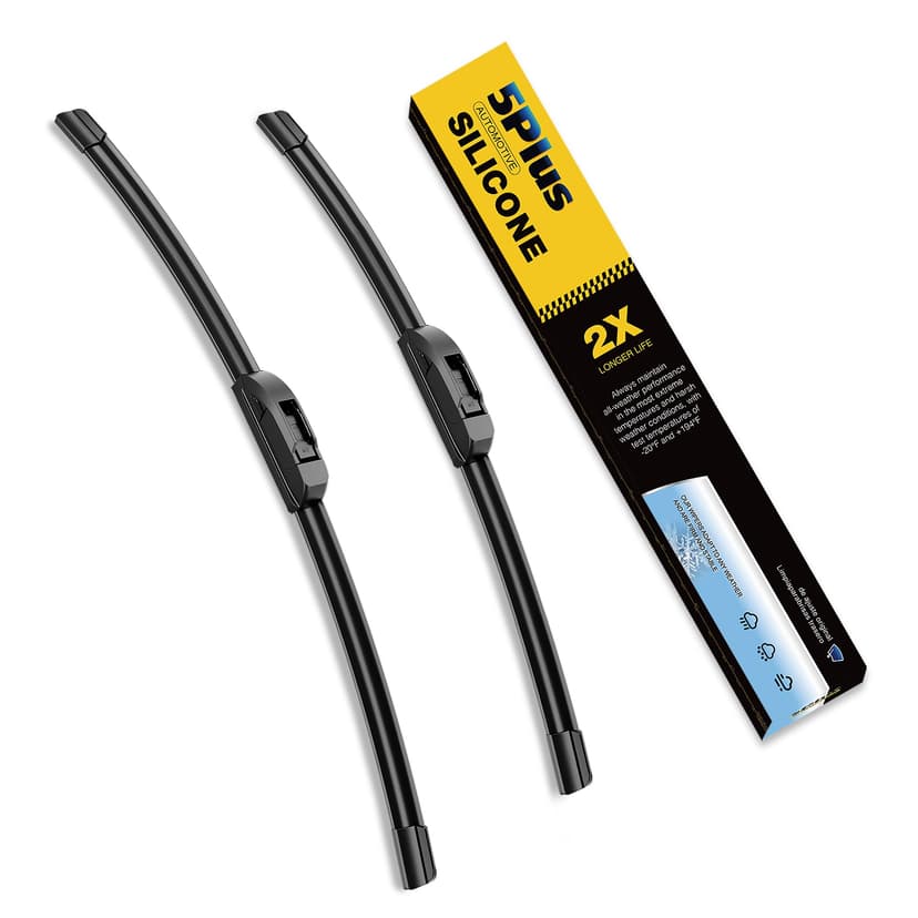5 PLUS Premium Silicone Wiper Blades 24"+16" Front Windshield Wipers 2-PACK | Silicone 24"+16" Wiper Blades 2 Pack,All Weather Performance,Waterproof Rain,Streak-Free,Long Lasting Harsh Weather Design