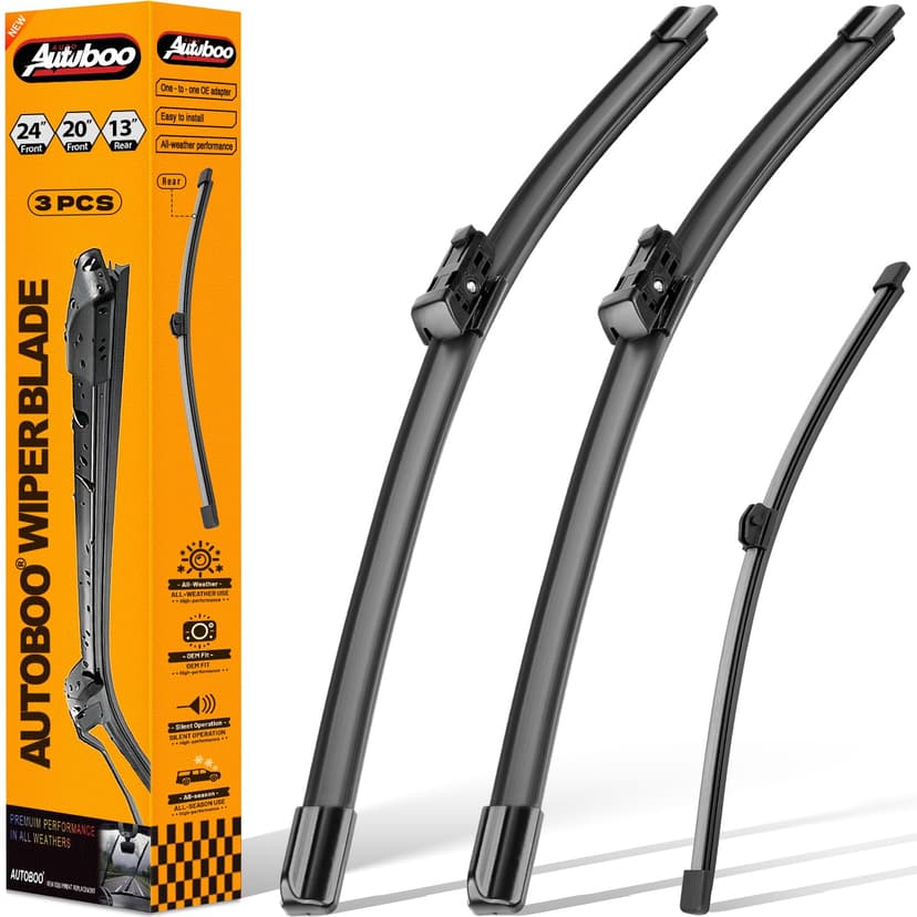 AUTOBOO 24"+20" Windshield Wipers with 13" Rear Wiper Blades Replacement for Audi Q5 2009-2017,SQ5 2014-2017,RS Q3 2019-2024 -Original Factory Quality (Pack of 3)