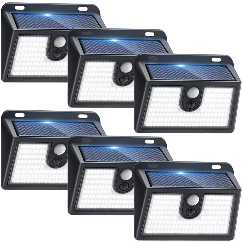 [6 Packs] Solar Motion Sensor Outdoor Lights, Super Bright Solar Lights Outdoor Waterproof, 3 Lighting Modes Security Wall Light for Outside Walking Dog Fence Backyard Deck Garden Door Step Garage