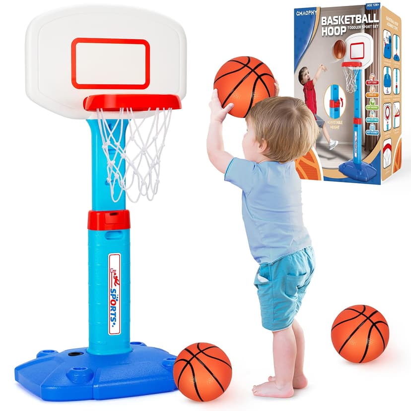 Toddler Basketball Hoop, Kid Toys Basketball Hoops for Indoor Outdoor Play | Adjustable Mini Basketball Hoop with 3 Balls for Outdoor, Pool, Christmas Birthday Sport Gift for Baby Boy Girl Ages 1 2 3