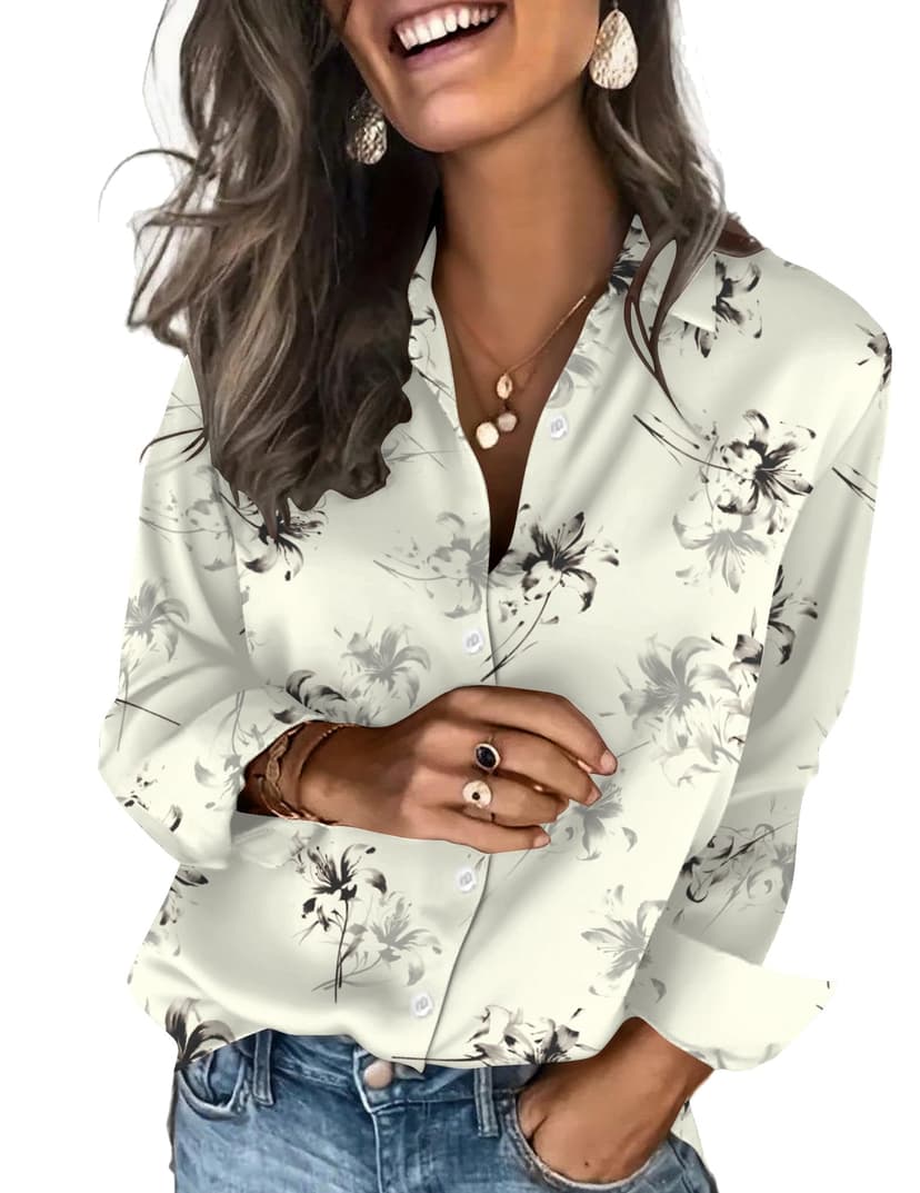 Zeagoo Satin Blouses for Women Silk Button Down Shirts Long Sleeve Tops | Dressy Casual Shirts, Business Casual Outfits, Ladys Fashion Clothes for Spring Summer Fall