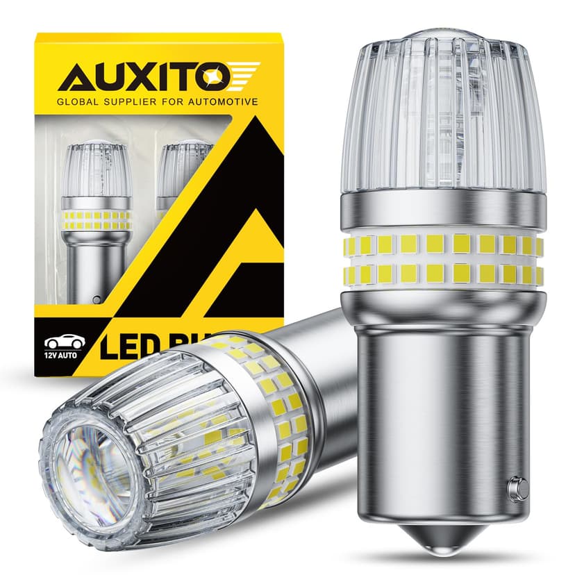 AUXITO Latest 1156 LED Bulbs White Reverse Lights, 700% Brighter 7506 BA15S P21W 1141 1003 Bulbs with Projector for Backup Parking Tail Brake Signal Marker Daytime Running Light, Pack of 2