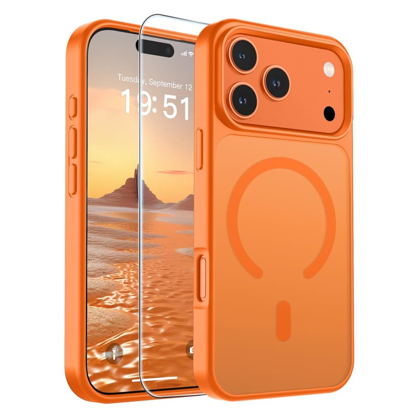 SUPFINE Magnetic for iPhone 17 Pro Case Starry Orange | With Screen Protector, Translucent Matte, Compatible with MagSafe, Military Grade Drop Proof, Rugged Shockproof Protective