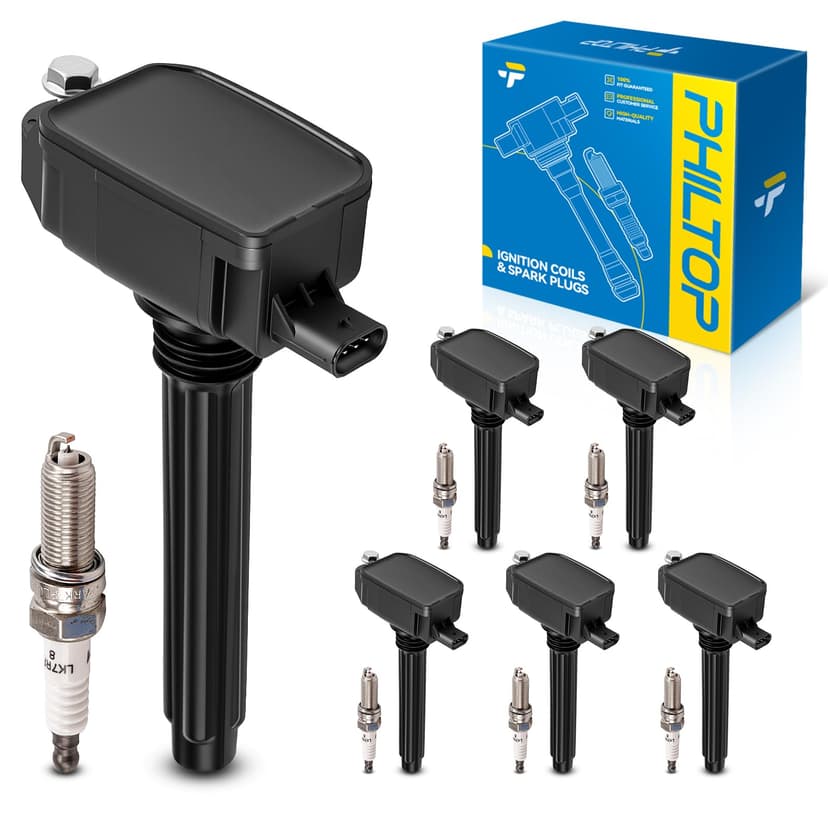 PHILTOP UF807 Ignition Coil Pack and Spark Plug Kit Fit for Grand Cherokee | 2016-2018 Jeep Grand Cherokee 3.6L, 2017-2018 Chrysler Pacifica, 2018 Jeep Wrangler 3.6L, 2016-2018 Dodge Durango 3.6L, 6PC