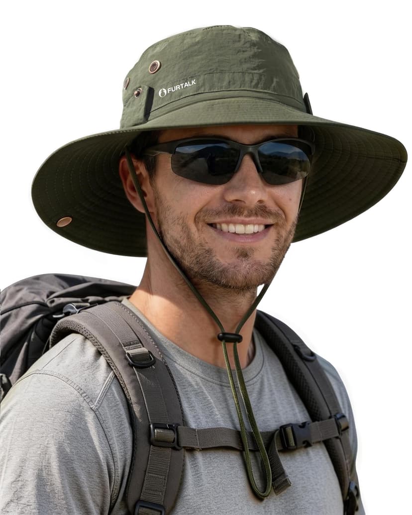 FURTALK Sun Hats for Men Fishing Hat UPF Protection Wide Brim Bucket Hat | Breathable, Quick-Dry, Water Rapellent, Soft Sweatband, Foldable, Outdoor, Hiking, Beach, Safari, Travel, Summer Hats