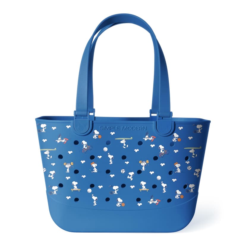 Simple Modern Peanuts Large Beach Bag | Waterproof Getaway Rubber Tote with Zipper Pocket for Travel, Pool, Boat, Groceries, Sports | Snoopy Sports