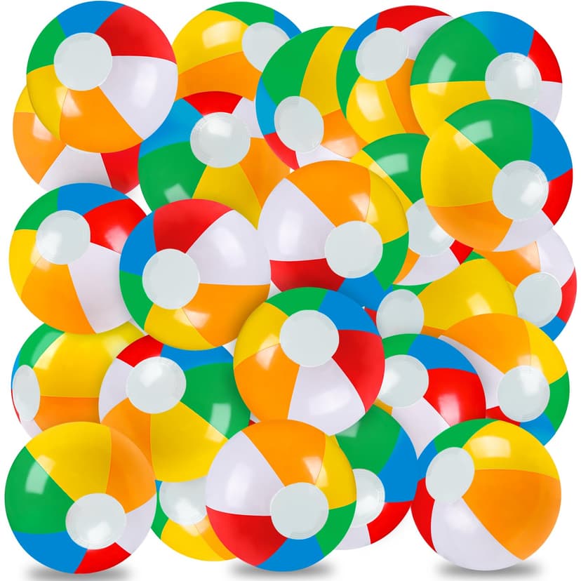 Vellibring 12" Summer Inflatable Beach Balls Bulk Rainbow Color Swimming Pool Water Games Toys for Kids Summer Beach Party Favor