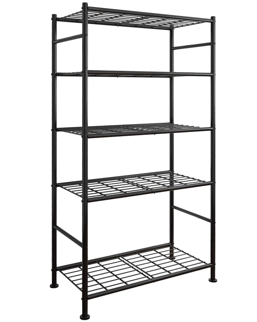 Sakugi Storage Shelves - 5 Tier Shelf Organizer, Heavy Duty Garage Shelving Unit with Leveling Feet, Stable Metal Shelves Organizer for Pantry, Kitchen and Closet, 33.0" W x 12.6" D x 72.0" H, Black