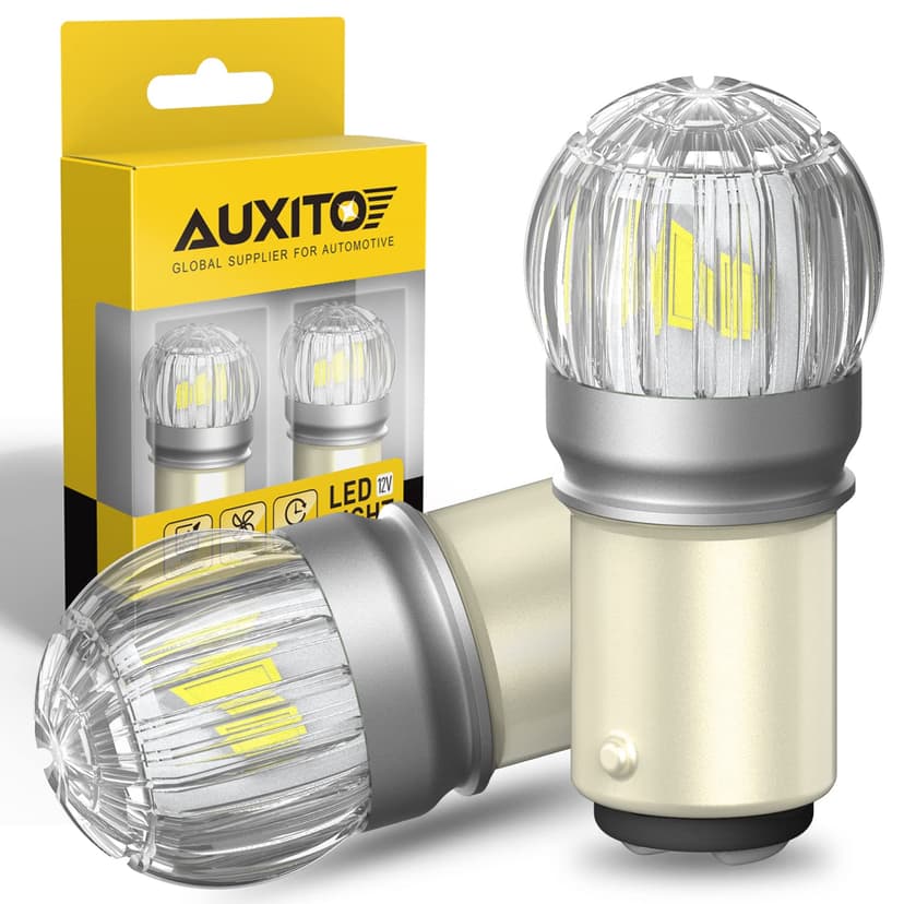 AUXITO 1157 LED Bulb White, 400% Brighter 1:1 Size, 7528 2057 2357 BAY15D LED Lights for Reverse Backup light, Tail Light, Brake Signal Light, DRL, Pack of 2