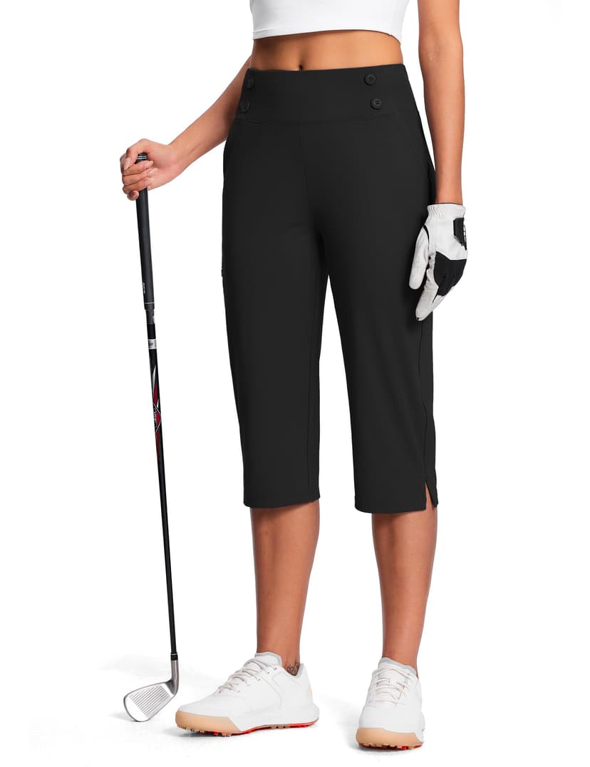 ISEEGZ 15"/18"/21"/27" Capri Pants for Women High Waist Stretch Women's Golf Capris for Summer with Pockets Work Casual