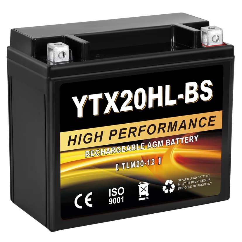Daakmax YTX20HL-BS 12V 20Ah AGM Sealed Motorcycle Battery, Maintenance-Free, Compatible with Harley Davidson, Honda, ATV, UTV, Snowmobile Replacement