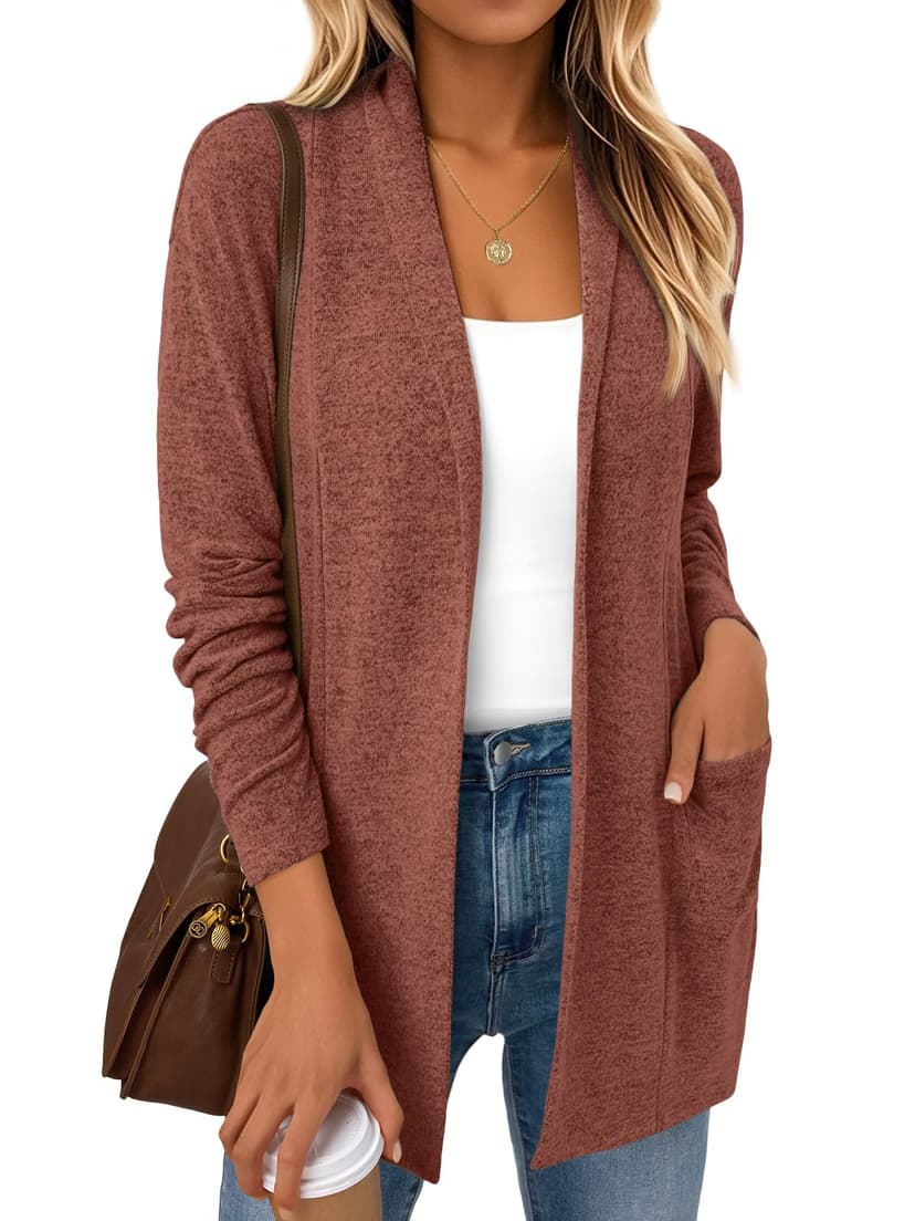 LILLUSORY Cardigan for Women Lightweight Cardigans Fall Fashion Outfits | Open Front Long Cardigan with Pockets, Business Casual Travel Outfits