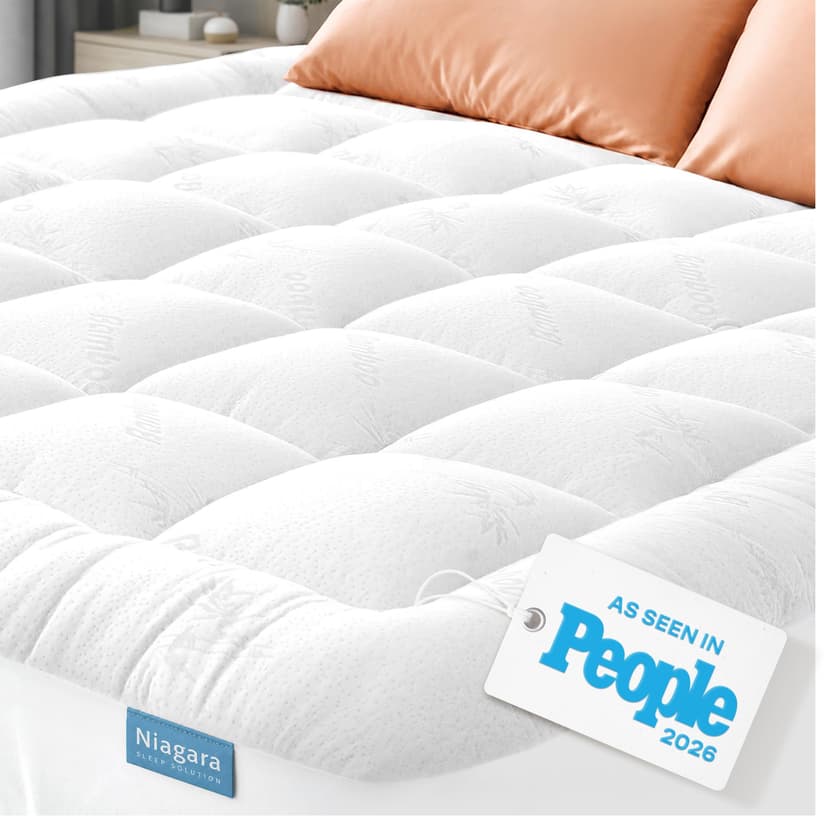 Niagara Sleep Solution Ultra Soft & Cooling Mattress Topper - Full Size | Rayon Derived from Bamboo, Pillow Top Mattress Pad, 20" Deep Pocket, Back Pain Relief, Perfect for Hot Sleepers, White