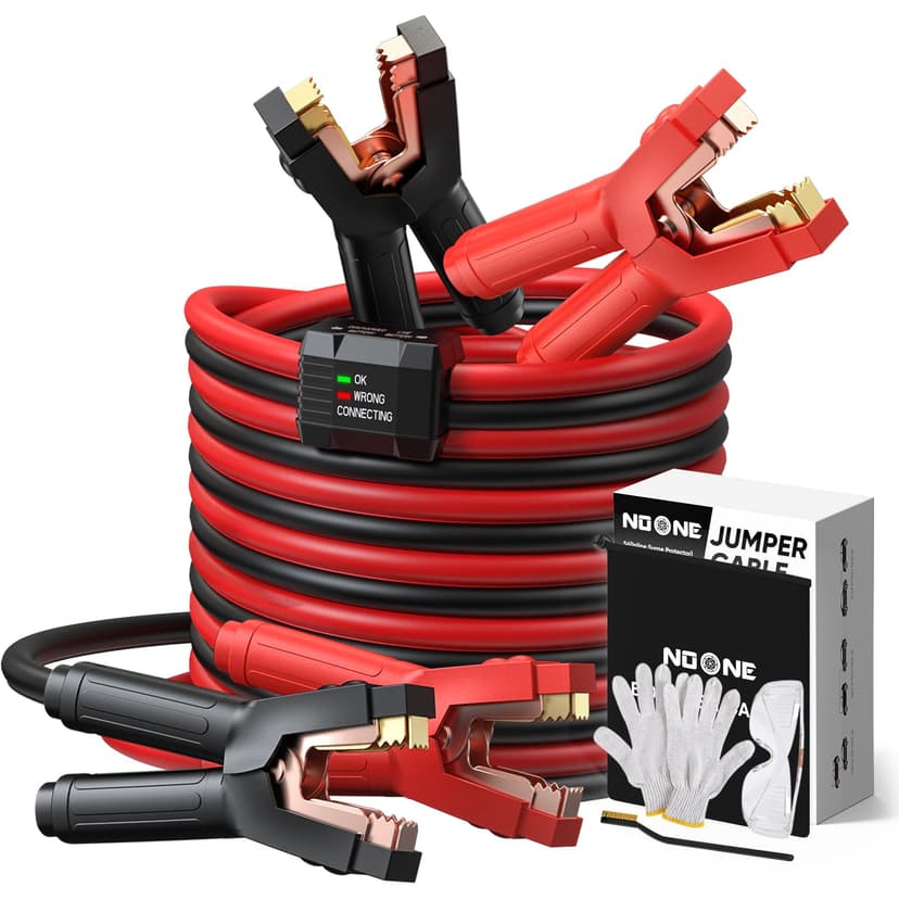 0 Gauge 25 Feet Heavy Duty Jumper Cables with Reverse Polarity Protection | 1000Amp Automotive Booster Cables for Car, SUV and Truck, Jumper Cables Kit with Carry Bag, Gloves, Brushes and Goggles