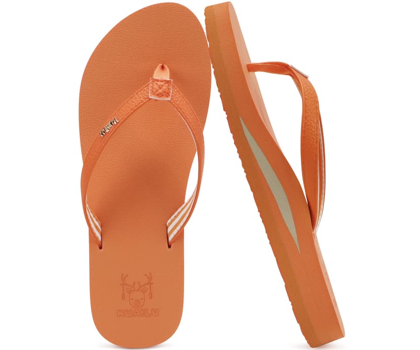 KuaiLu Flip Flops for Women with Arch Support Summer Beach Thong Sandals | Comfortable Yoga Mat Cushion Walking Shoes Slip on Casual Outfits Faux Leather Indoor Outdoor
