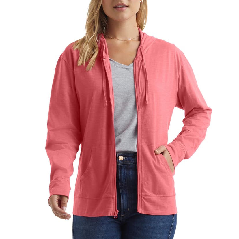 Hanes Women's Lightweight Full Zip Hoodie, Textured Cotton Zip Up, T-Shirt Hoodie