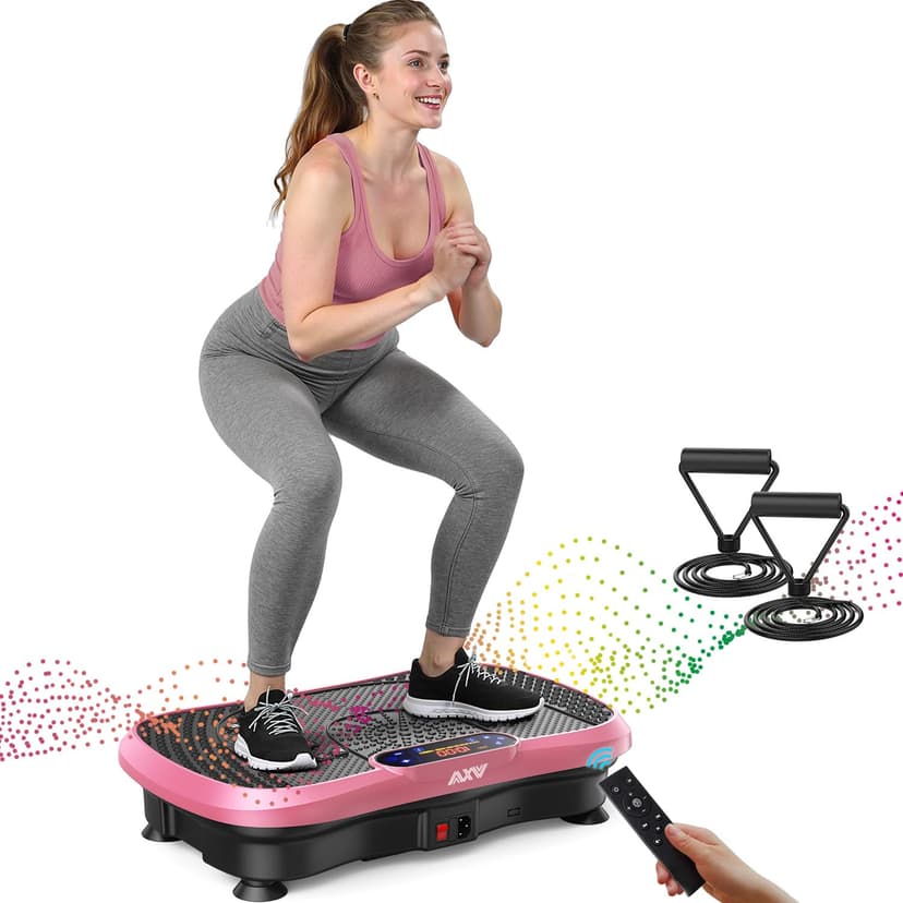 AXV Vibration Plate Fitness Platform Exercise Machine Body Vibrating Board | Curved Design 120 Level 200W Powerful Linear Oscillating Whole Body Shake Plate for Lymphatic Drainage Recovery Body Toning