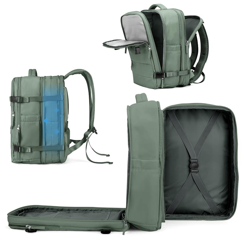 coowoz Large Travel Backpack For Women Men, Carry On Backpack,Hiking Backpack Waterproof Outdoor Sports Rucksack Casual Daypack Expandable Heavy Duty Extra large Backpack Olive Green