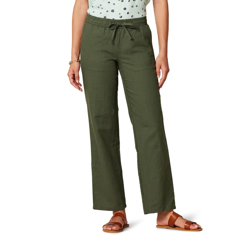 Amazon Essentials Women's Pull On Linen Blend Drawstring Relaxed Fit Wide Leg Pant