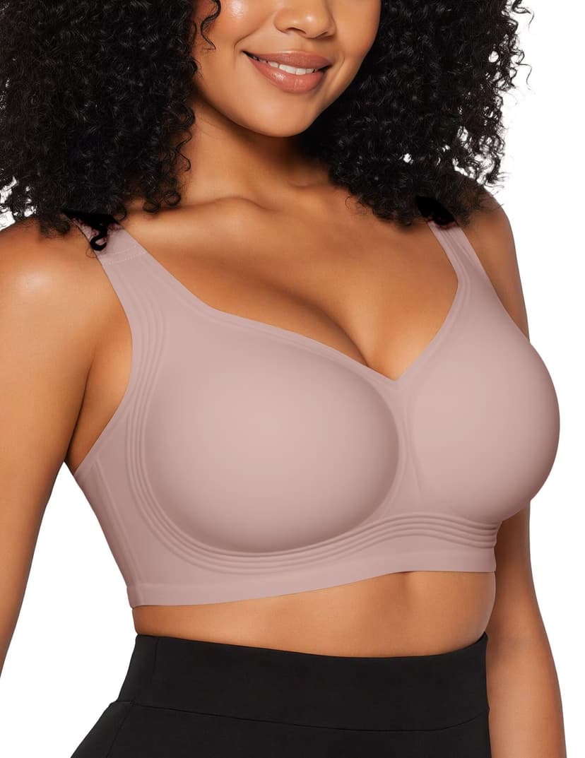 Vertvie Jelly Bras for Women Plus Size Minimizer Soft Wireless Push Up Bra Full Supportive Older Lift Back Coverage Bralette