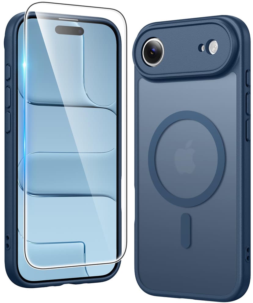 FNTCASE for iPhone Air Case Matte: Magnetic Phone Cases with Screen Protector Drop Proof Compatible with Magsafe Slim Anti Yellowing Rugged Shockproof Protective Translucent Cell Cover (C-Blue)