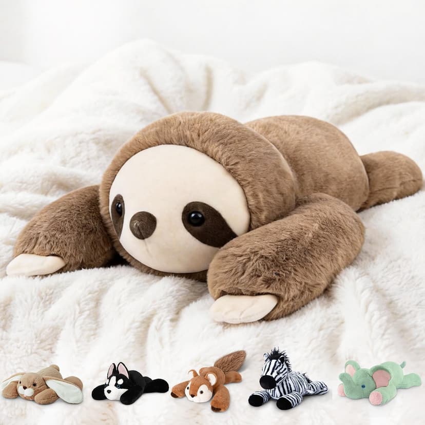 Niuniu Daddy Weighted Stuffed Animals, 20 in 3.3 lbs, Sloth Calming Plush | Heavy sensory lap pad, lying body pillow for sleeping, machine wash, huggable gift for kids and adults