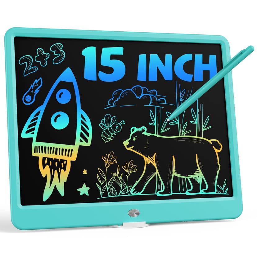 Bravokids 15 Inch LCD Writing Tablet for 3 Year Olds - Electronic Drawing Pad and Doodle Board as Educational Birthday Gifts for Girls and Boys (Blue)