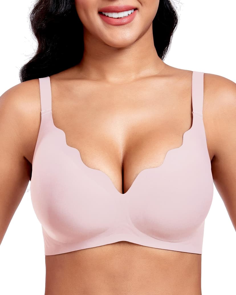 Vinfact Plunge Jelly Bras for Women No Underwire Wireless Lift Full Coverage T Shirt Everyday Sleep Bra
